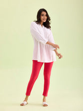 Load image into Gallery viewer, Go Colors Coral Cotton Stretch Ankle Length Leggings
