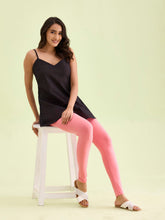 Load image into Gallery viewer, Go Colors Coral Mist Cotton Stretch Ankle Length Leggings

