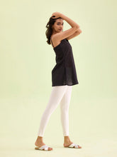 Load image into Gallery viewer, Go Colors Cream Cotton Stretch Ankle Length Leggings
