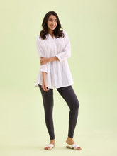 Load image into Gallery viewer, Go Colors Dark Grey Cotton Stretch Ankle Length Leggings
