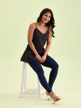 Load image into Gallery viewer, Go Colors Dark Navy Cotton Stretch Ankle Length Leggings
