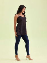 Load image into Gallery viewer, Go Colors Dark Navy Cotton Stretch Ankle Length Leggings
