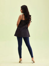 Load image into Gallery viewer, Go Colors Dark Navy Cotton Stretch Ankle Length Leggings

