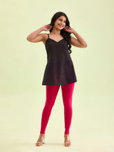 Load image into Gallery viewer, Go Colors Dark Pink Cotton Stretch Ankle Length Leggings
