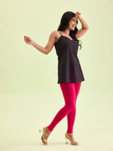 Load image into Gallery viewer, Go Colors Dark Pink Cotton Stretch Ankle Length Leggings
