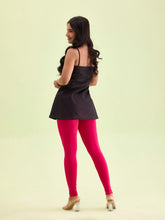 Load image into Gallery viewer, Go Colors Dark Pink Cotton Stretch Ankle Length Leggings
