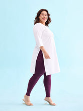 Load image into Gallery viewer, Go Colors Dark Purple Cotton Stretch Ankle Length Leggings
