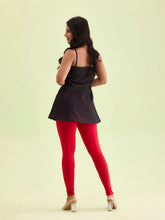 Load image into Gallery viewer, Go Colors Dark Red Cotton Stretch Ankle Length Leggings
