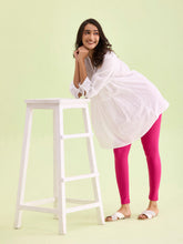 Load image into Gallery viewer, Go Colors Dark Rose Cotton Stretch Ankle Length Leggings
