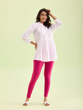 Load image into Gallery viewer, Go Colors Dark Rose Cotton Stretch Ankle Length Leggings
