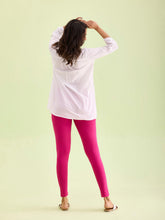 Load image into Gallery viewer, Go Colors Dark Rose Cotton Stretch Ankle Length Leggings
