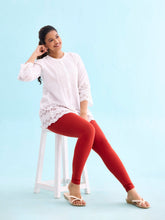 Load image into Gallery viewer, Go Colors Dark Rust Cotton Stretch Ankle Length Leggings
