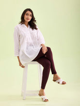 Load image into Gallery viewer, Go Colors Dark Wine Cotton Stretch Ankle Length Leggings
