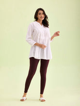 Load image into Gallery viewer, Go Colors Dark Wine Cotton Stretch Ankle Length Leggings
