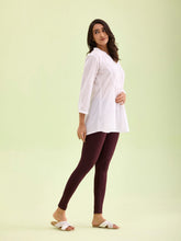 Load image into Gallery viewer, Go Colors Dark Wine Cotton Stretch Ankle Length Leggings

