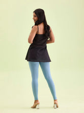 Load image into Gallery viewer, Go Colors Dusty Blue Cotton Stretch Ankle Length Leggings
