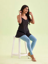 Load image into Gallery viewer, Go Colors Dusty Blue Cotton Stretch Ankle Length Leggings
