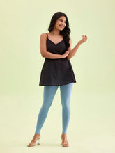 Load image into Gallery viewer, Go Colors Dusty Blue Cotton Stretch Ankle Length Leggings
