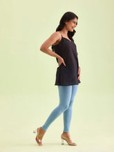 Load image into Gallery viewer, Go Colors Dusty Blue Cotton Stretch Ankle Length Leggings
