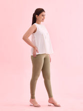 Load image into Gallery viewer, Go Colors Dusty Green Cotton Stretch Ankle Length Leggings
