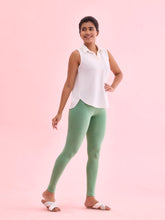 Load image into Gallery viewer, Go Colors Dusty Mint Cotton Stretch Ankle Length Leggings
