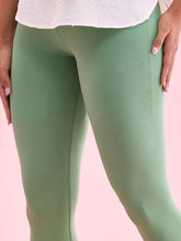 Load image into Gallery viewer, Go Colors Dusty Mint Cotton Stretch Ankle Length Leggings
