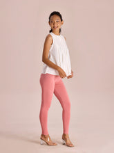Load image into Gallery viewer, Go Colors Dusty Rose Cotton Stretch Ankle Length Leggings
