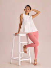 Load image into Gallery viewer, Go Colors Dusty Rose Cotton Stretch Ankle Length Leggings
