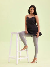 Load image into Gallery viewer, Go Colors Ebony Grey Cotton Stretch Ankle Length Leggings
