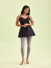 Load image into Gallery viewer, Go Colors Ebony Grey Cotton Stretch Ankle Length Leggings
