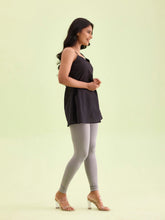 Load image into Gallery viewer, Go Colors Ebony Grey Cotton Stretch Ankle Length Leggings
