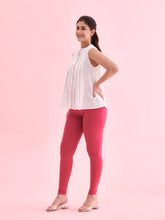 Load image into Gallery viewer, Go Colors Fuchsia Cotton Stretch Ankle Length Leggings
