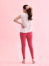 Load image into Gallery viewer, Go Colors Fuchsia Cotton Stretch Ankle Length Leggings
