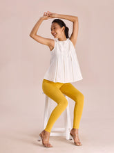 Load image into Gallery viewer, Go Colors Golden Yellow Cotton Stretch Ankle Length Leggings
