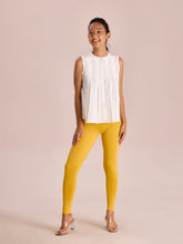 Load image into Gallery viewer, Go Colors Golden Yellow Cotton Stretch Ankle Length Leggings
