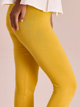Load image into Gallery viewer, Go Colors Golden Yellow Cotton Stretch Ankle Length Leggings
