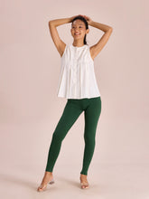 Load image into Gallery viewer, Go Colors Golf Green Cotton Stretch Ankle Length Leggings
