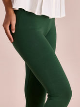 Load image into Gallery viewer, Go Colors Golf Green Cotton Stretch Ankle Length Leggings
