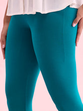 Load image into Gallery viewer, Go Colors Jade Green Cotton Stretch Ankle Length Leggings
