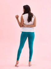 Load image into Gallery viewer, Go Colors Jade Green Cotton Stretch Ankle Length Leggings
