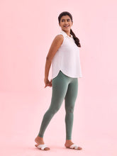 Load image into Gallery viewer, Go Colors Leaf Green Cotton Stretch Ankle Length Leggings
