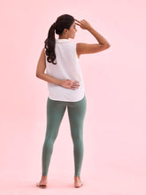 Load image into Gallery viewer, Go Colors Leaf Green Cotton Stretch Ankle Length Leggings
