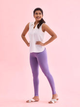 Load image into Gallery viewer, Go Colors Lilac Cotton Stretch Ankle Length Leggings
