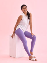 Load image into Gallery viewer, Go Colors Lilac Cotton Stretch Ankle Length Leggings
