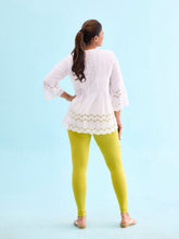 Load image into Gallery viewer, Go Colors Lime Cotton Stretch Ankle Length Leggings
