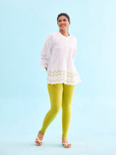 Load image into Gallery viewer, Go Colors Lime Cotton Stretch Ankle Length Leggings
