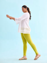 Load image into Gallery viewer, Go Colors Lime Cotton Stretch Ankle Length Leggings
