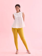 Load image into Gallery viewer, Go Colors Light Lime Cotton Stretch Ankle Length Leggings
