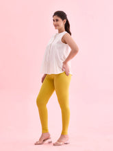 Load image into Gallery viewer, Go Colors Light Lime Cotton Stretch Ankle Length Leggings
