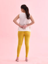 Load image into Gallery viewer, Go Colors Light Lime Cotton Stretch Ankle Length Leggings
